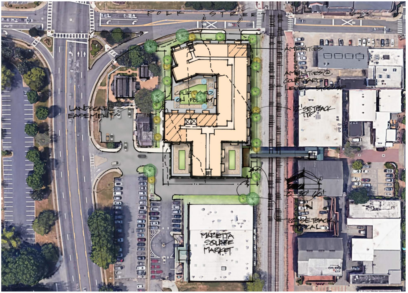 Developer proposes 84foottall apartment building off Marietta Square