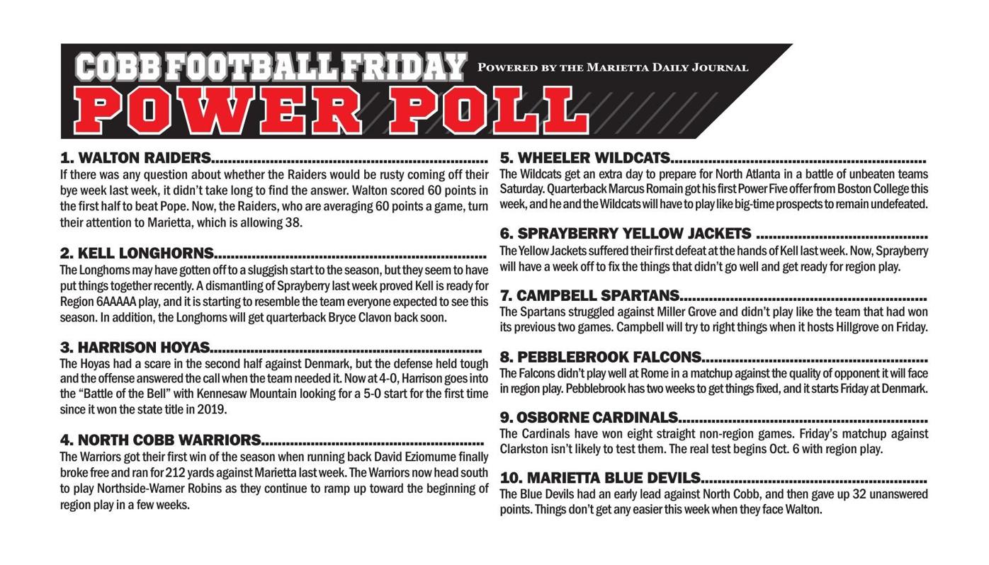 CFF Power Poll for Week 5, Cobb Football Friday