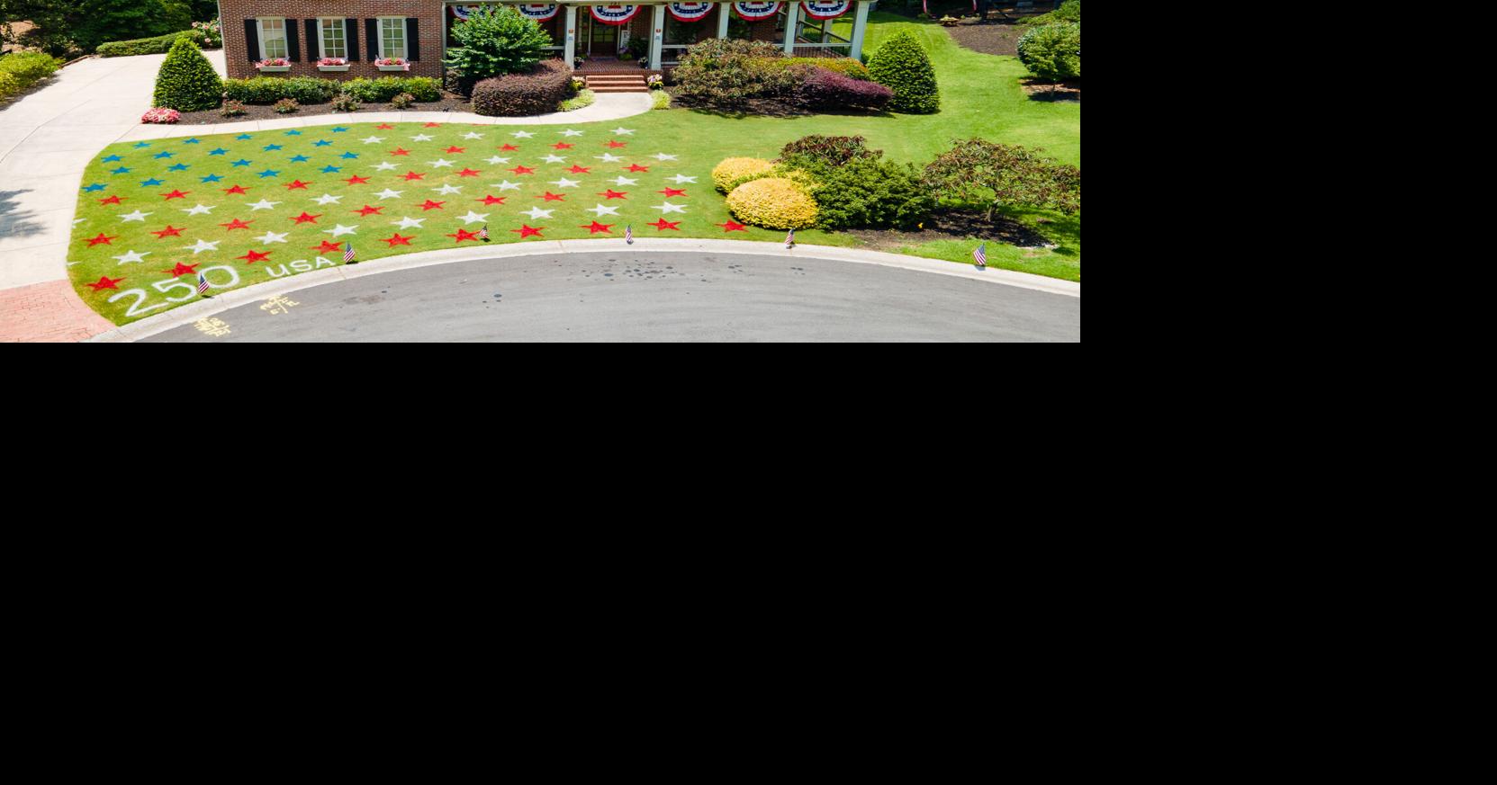 Stars, stripes and stencils: Marietta family creates flag-themed lawn