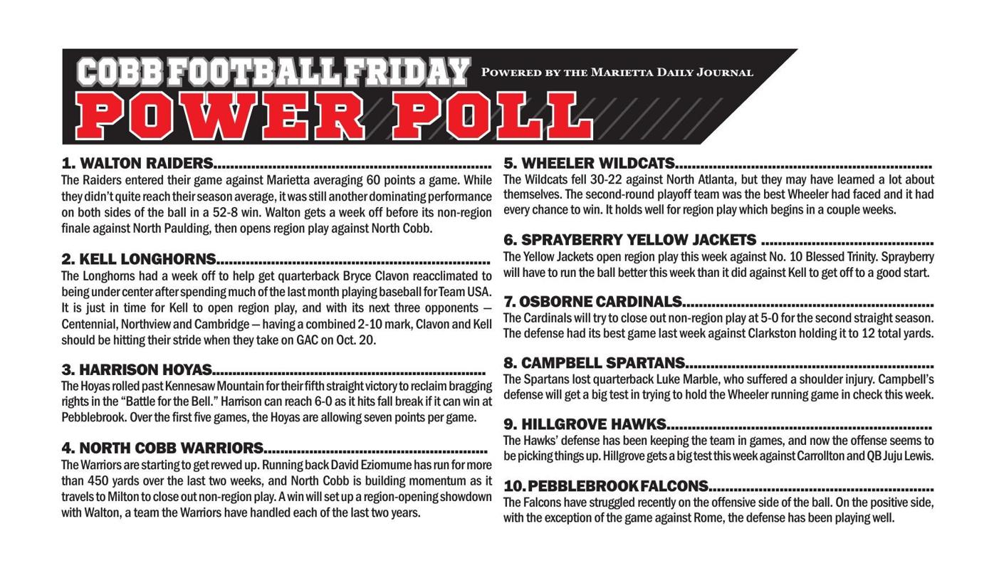 CFF Power Poll Week 6, Cobb Football Friday