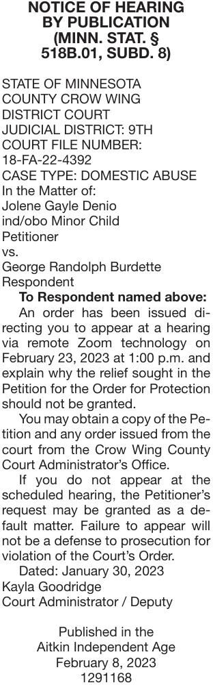 Denio Vs. Burdette OFP | Public Notices | messagemedia.co