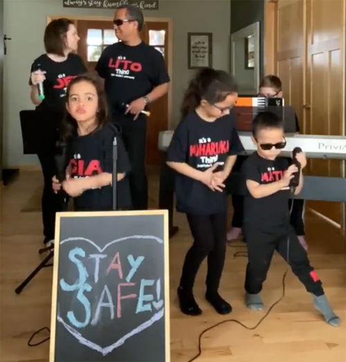 Burgos family "Stay home, stay safe" message