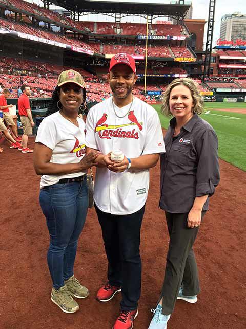 Mary Jane Thomsen with St. Louis Cardinals