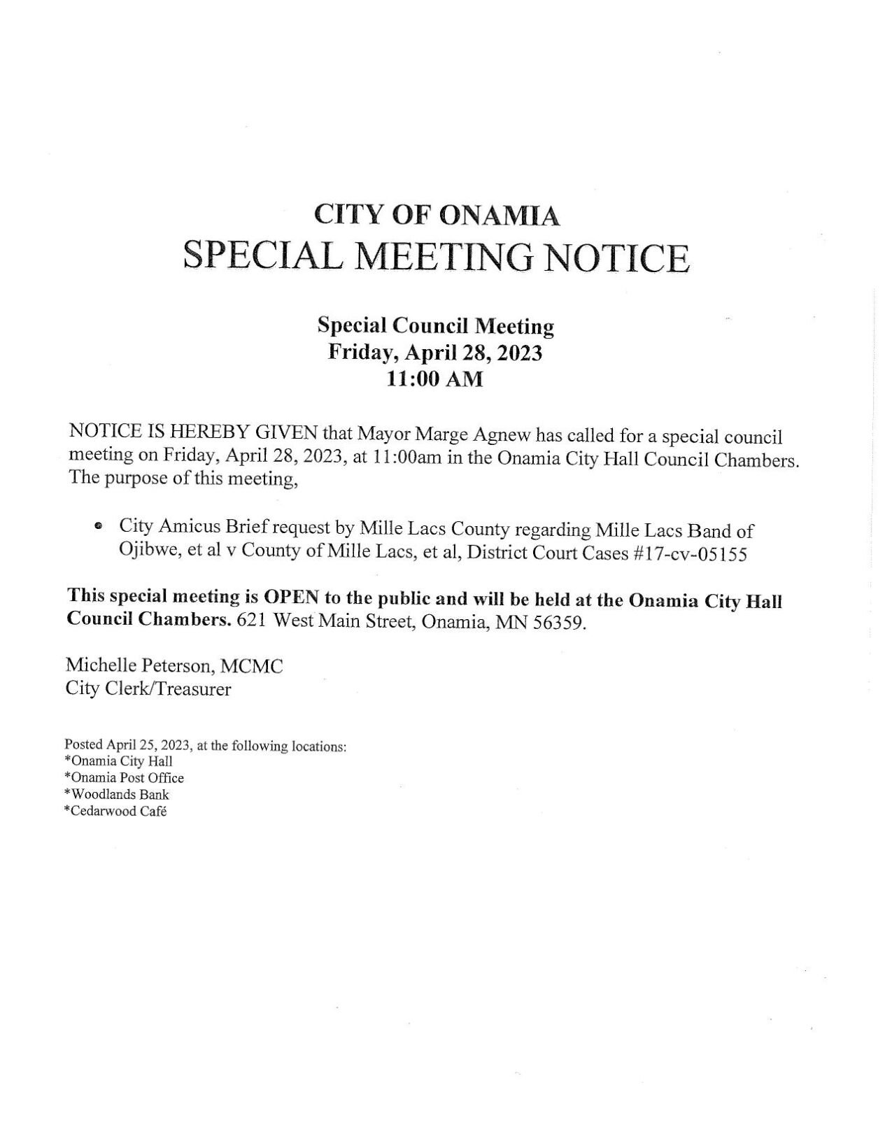 Special Meeting Onamia messagemedia.co