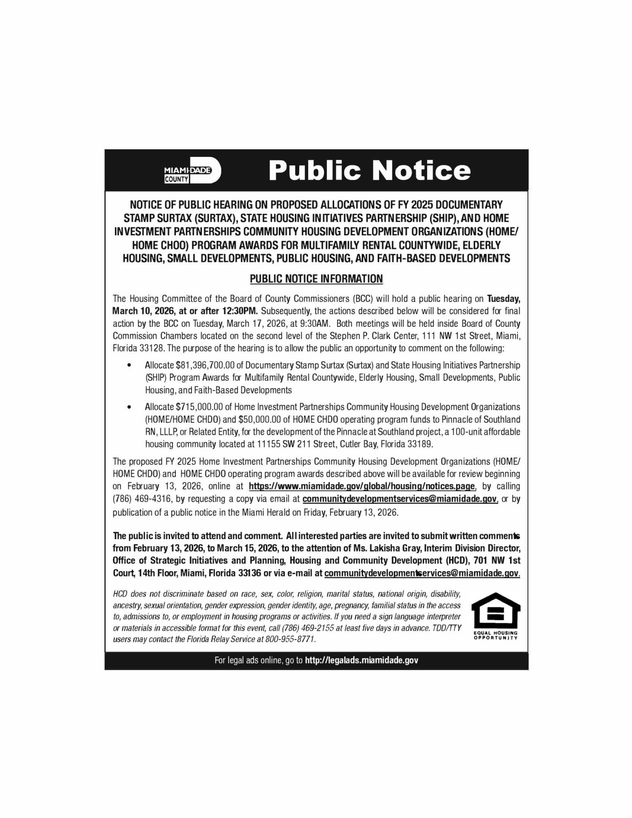 Public Notice | Legal Announcements | miamitimesonline.com