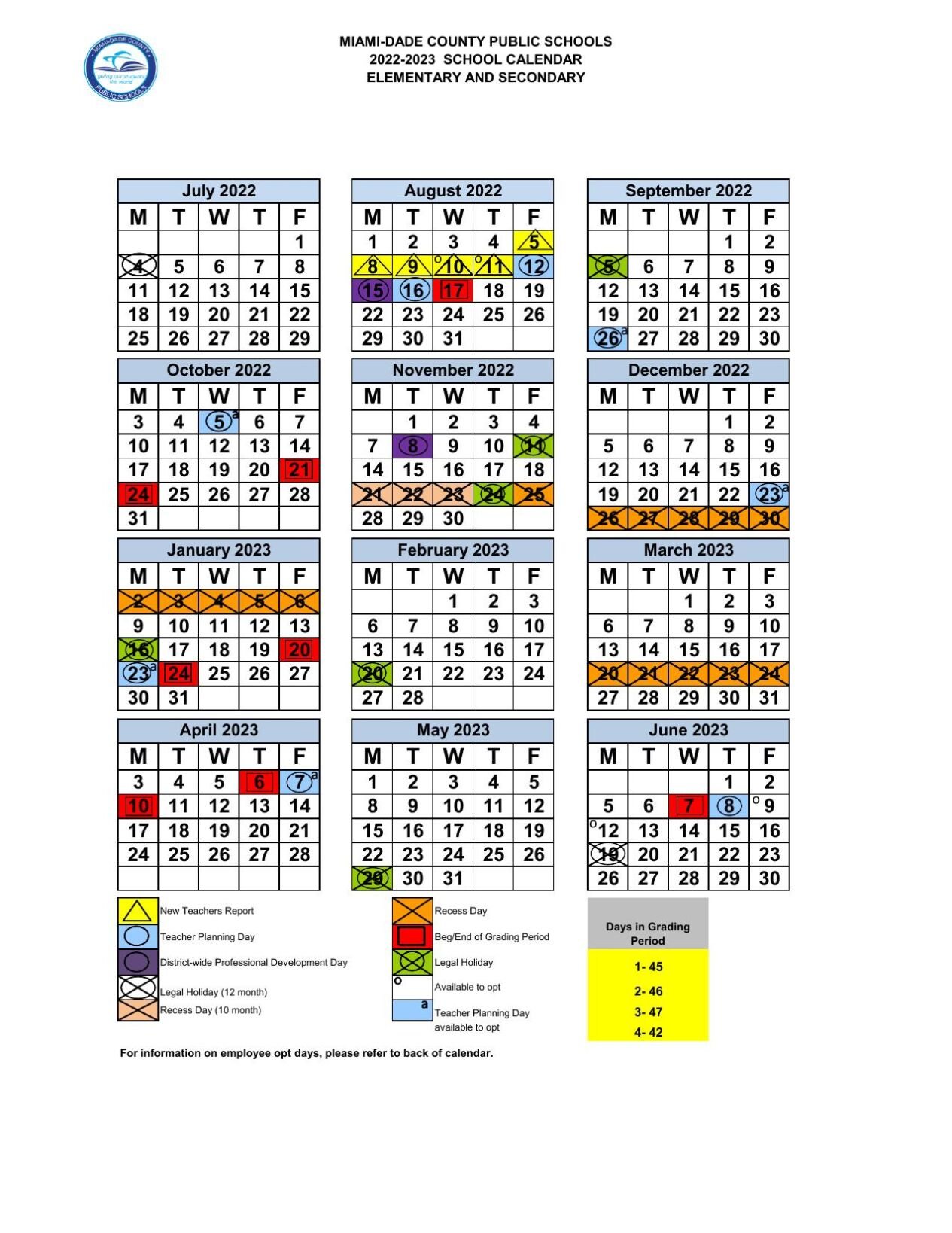 MiamiDade County Public Schools 20222023 Calendar Education