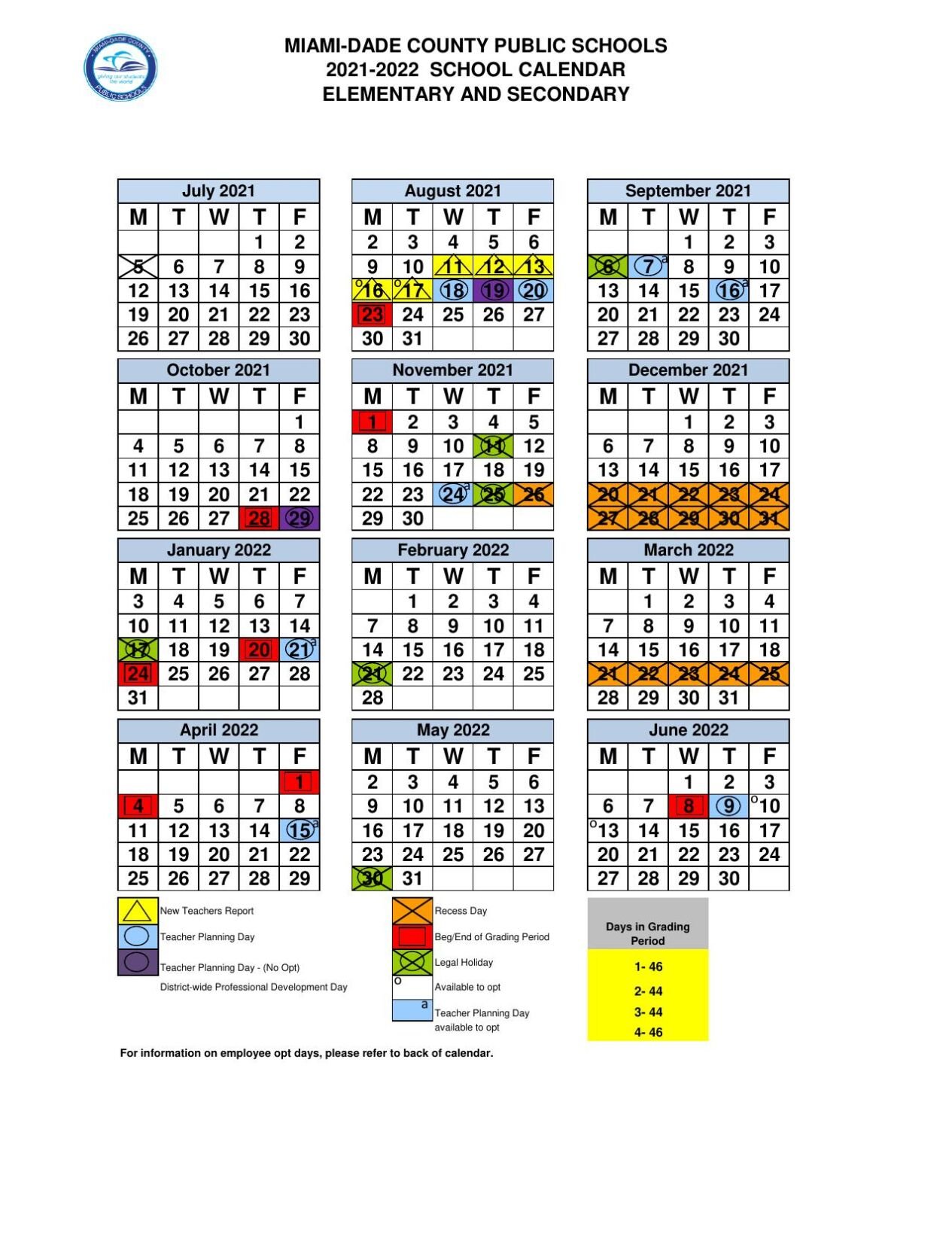 Mdc Calendar 2022 Miami-Dade County Public Schools 2021-22 Calendar | Education |  Miamitimesonline.com