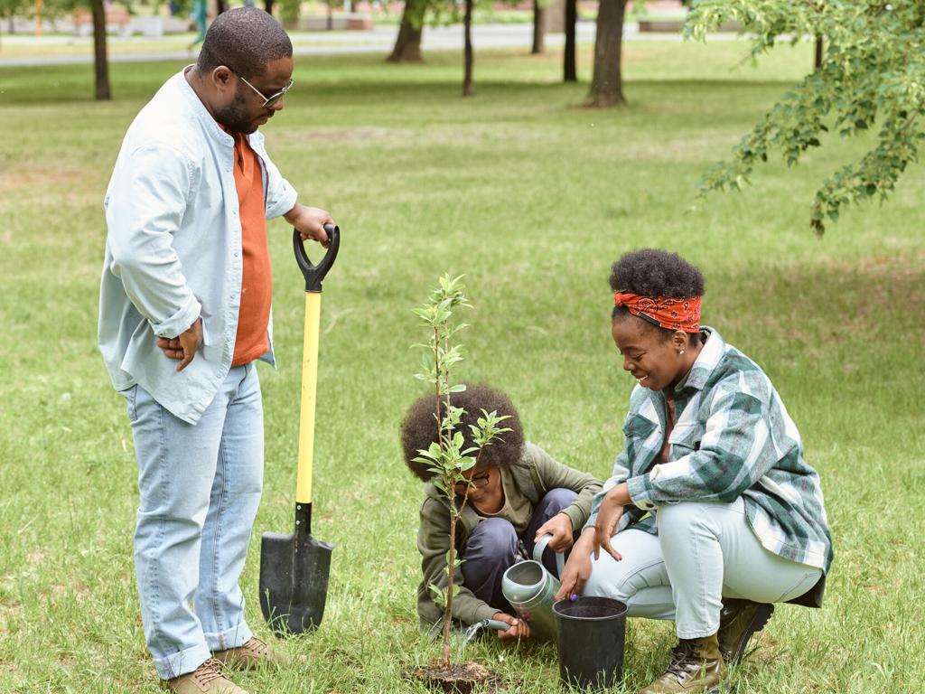 black people planting trees