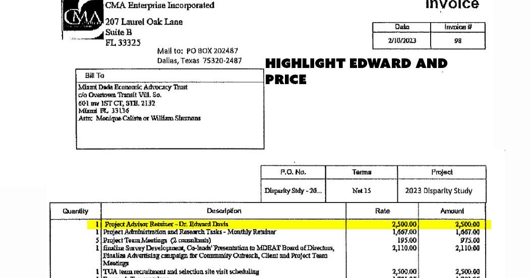 MDEAT Invoices | | miamitimesonline.com