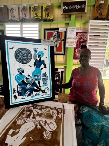 Ella Flemming, of Caribelle Batik, displays a creation