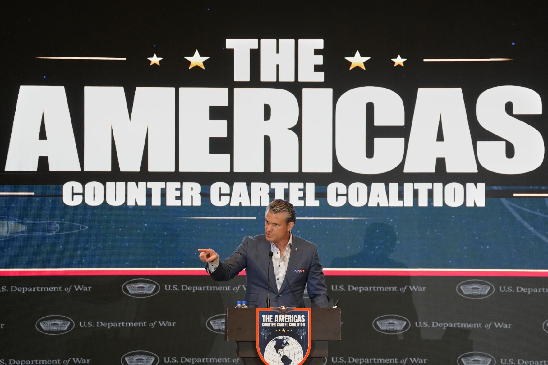 Secretary of War Pete Hegseth speaks at the A3C forum in Panama City, 12 Aug 2026