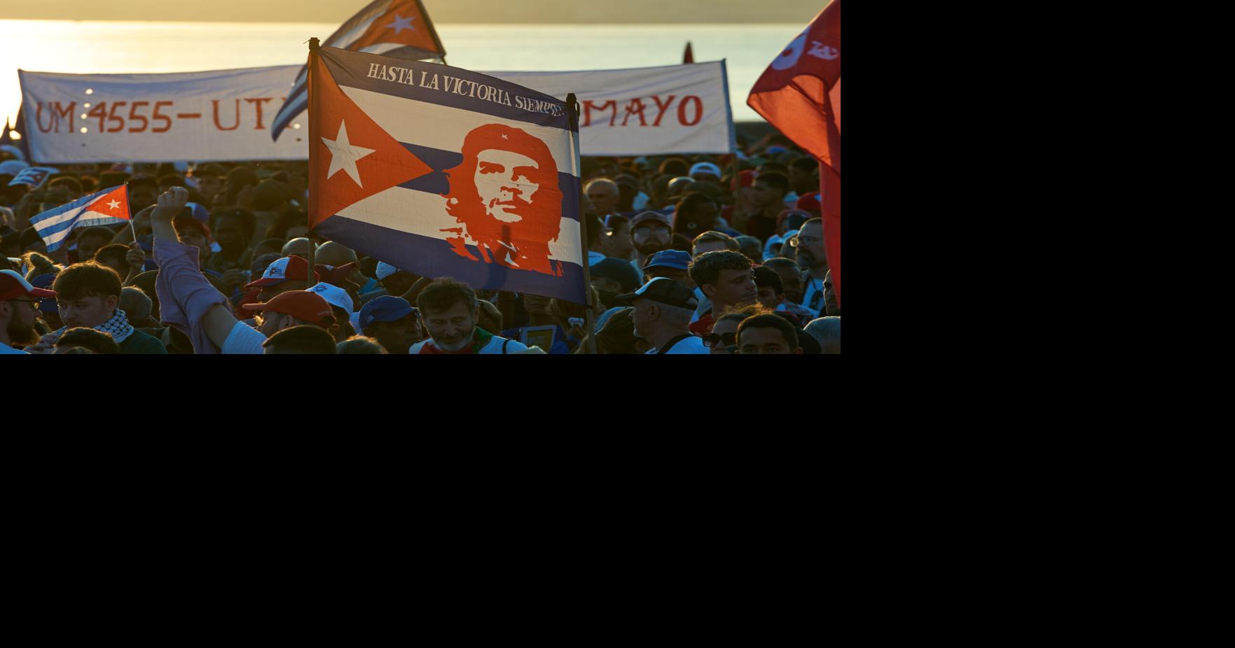 Cuba's electric and petroleum workers celebrate their colleagues during massive rally
