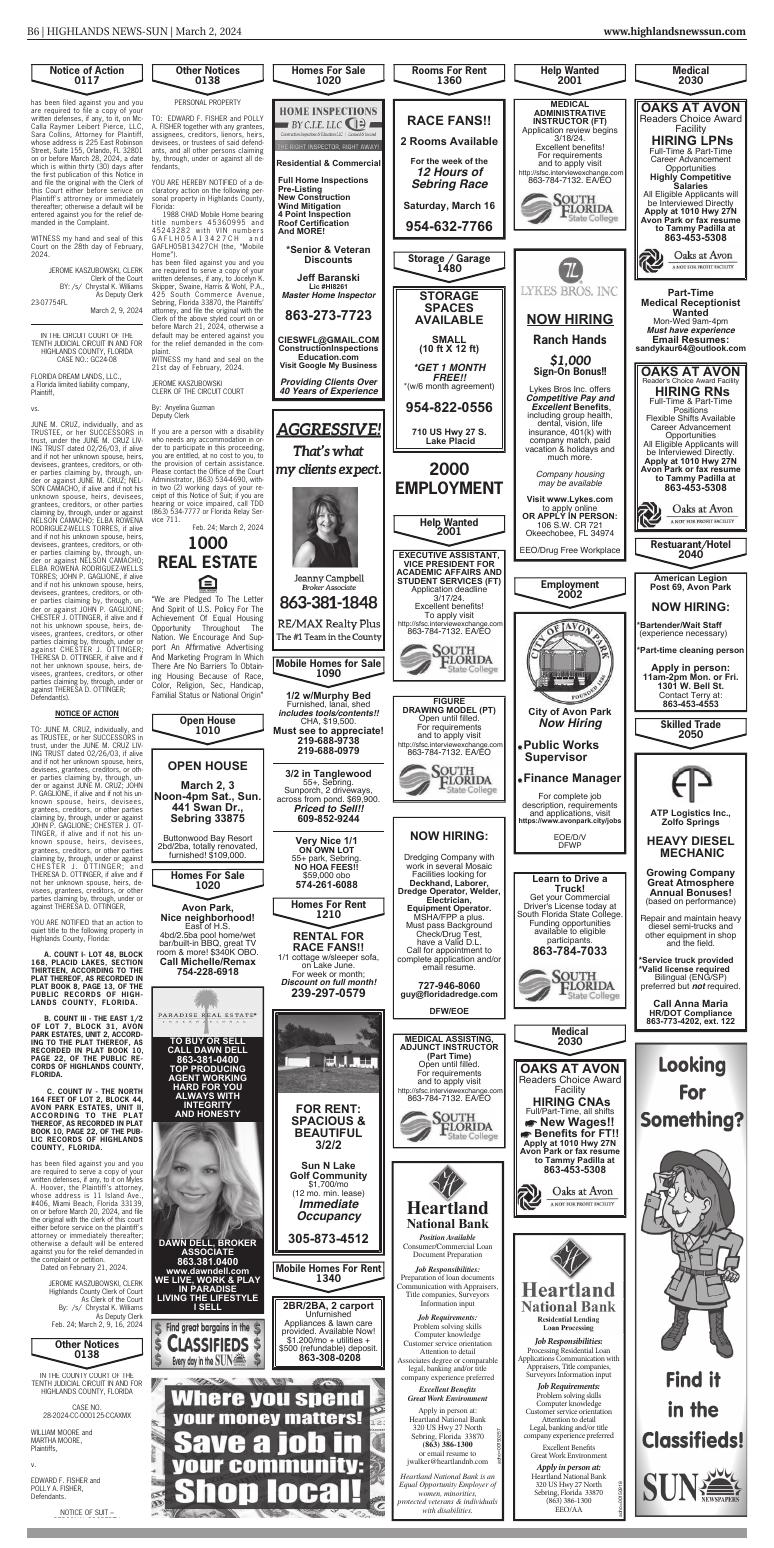 Page B6 Highlands NewsSun