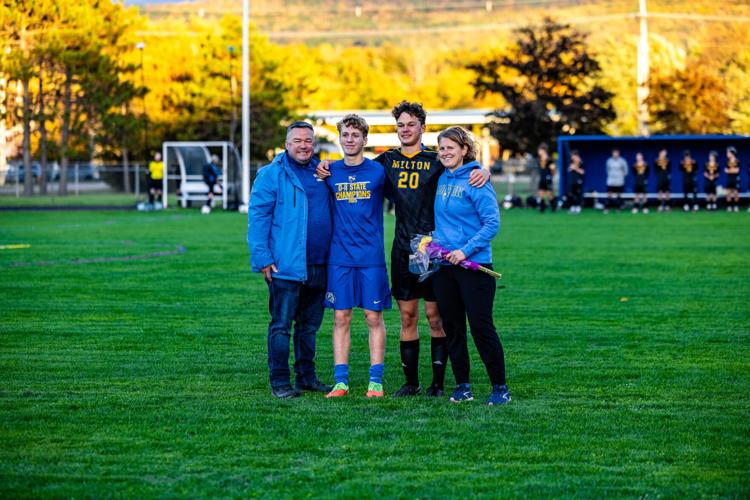Senior Alexander Harlow (20), Captain, and his family at Milton High School's Homecoming Game vs Rice, Milton, Vermont on October 5, 2026.