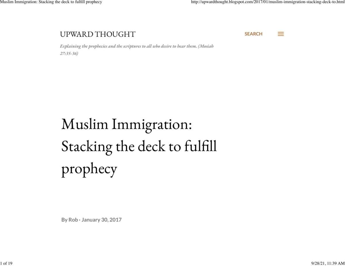 Muslim Immigration: Stacking the deck to fulfill prophecy