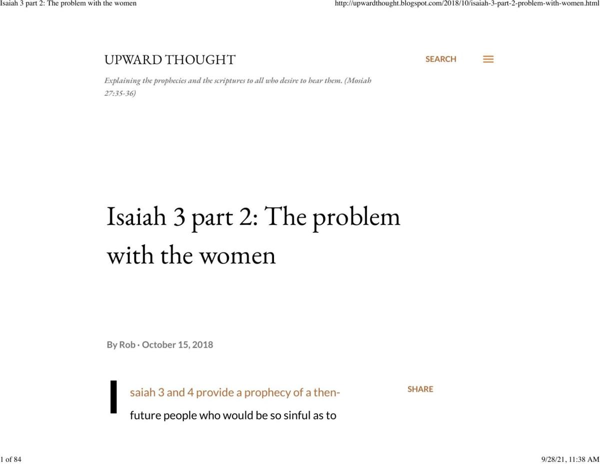 Isaiah 3 part 2: The problem with the women