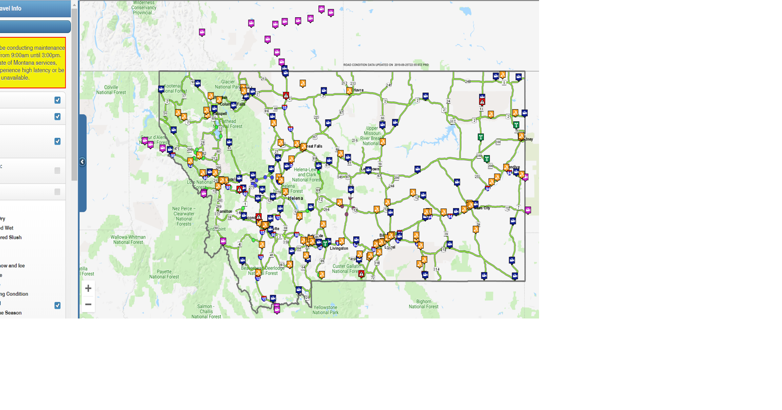 MDT live road report site will be down for maintenance during first