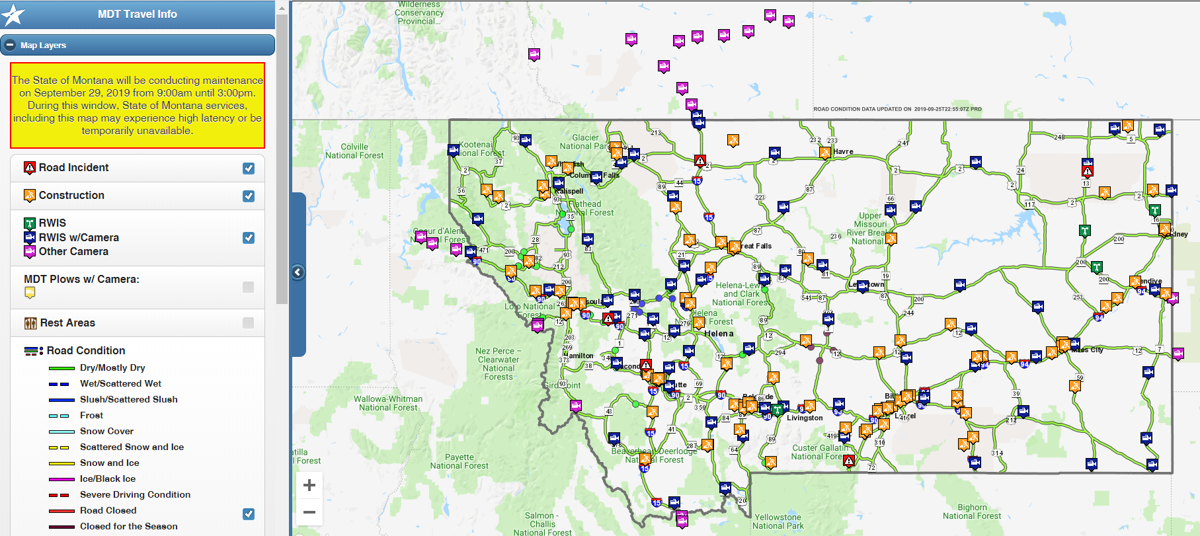 Montana Road Construction Map - County Map Of Texas