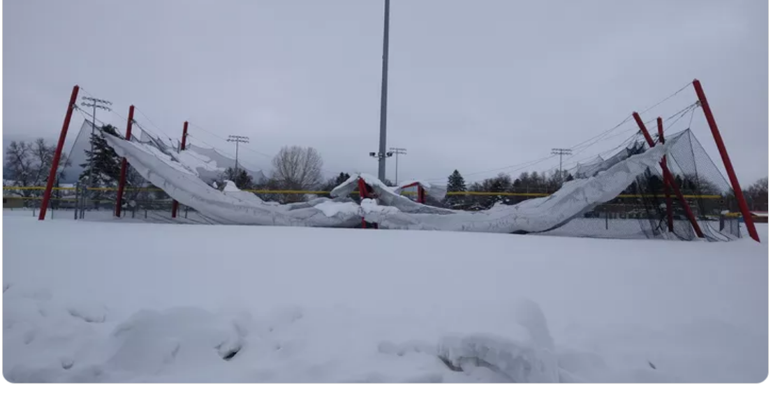 Snowstorm destroys Lewistown Redbirds batting cages at Ryan Sparks