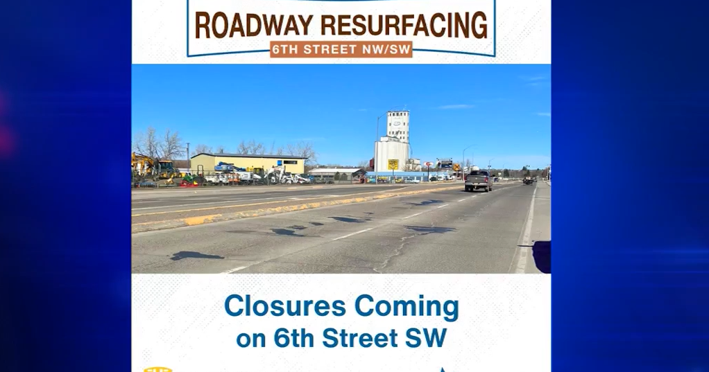 Southbound lanes on 6th Street Southwest in Great Falls to close for