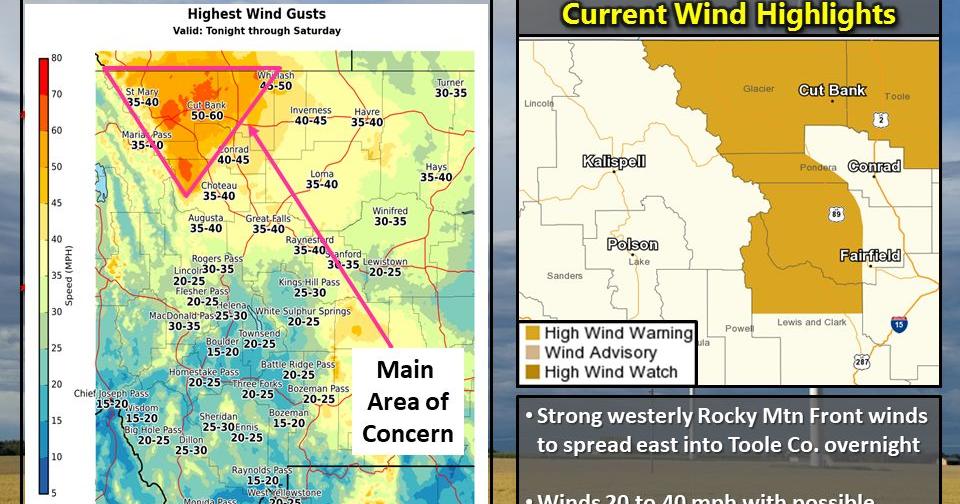 Parts of North Central Montana to see strong winds, passing cold front ...