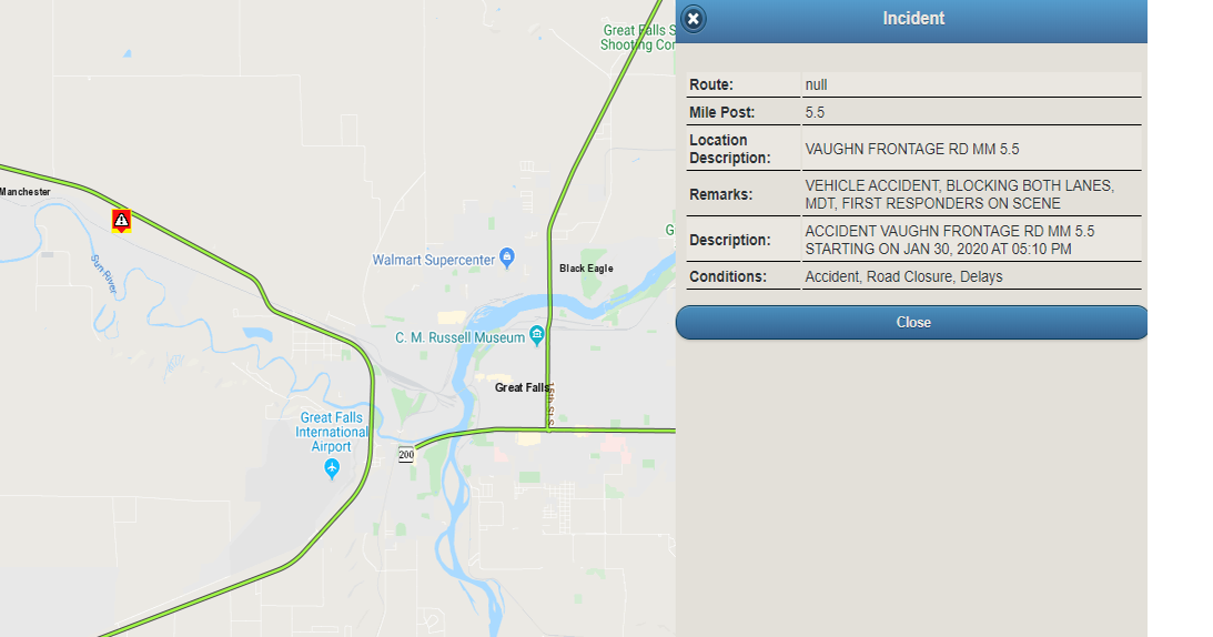 Accident blocking lanes on Vaughn Frontage Road Great Falls News