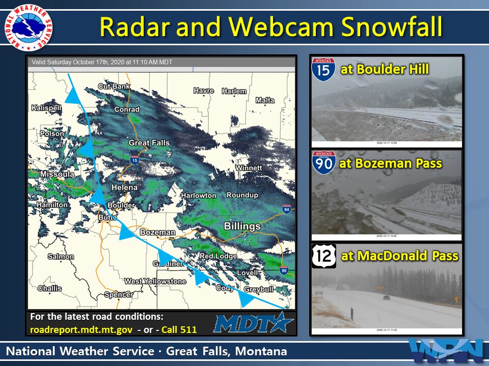 Road conditions deteriorating across parts of Montana as snow continues