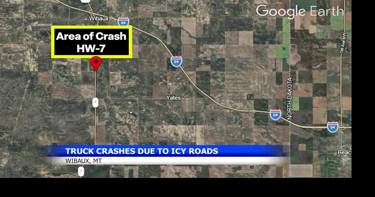 Truck crash on icy road closes Highway 7 near Wibaux