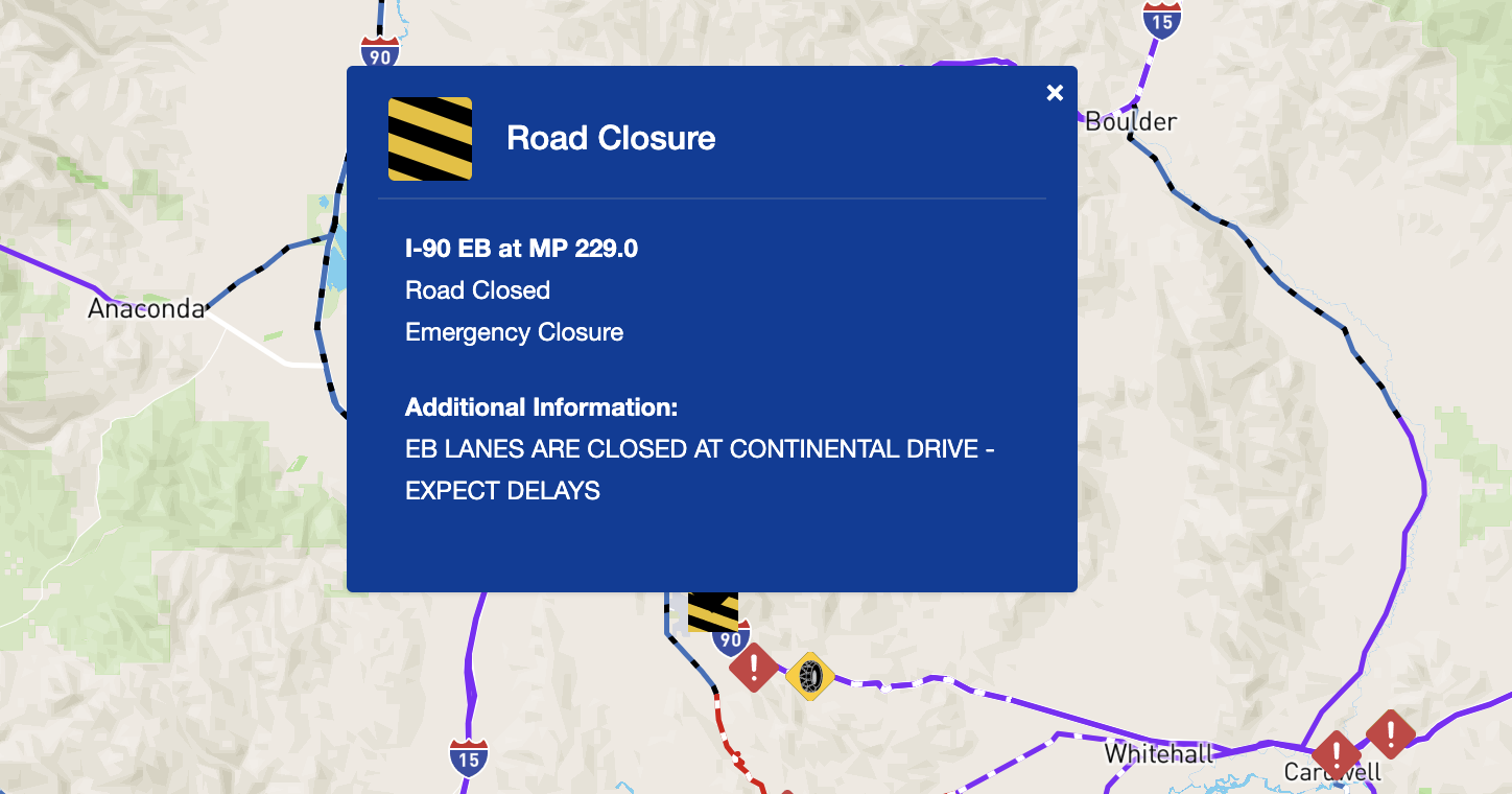 Emergency closure in place at Continental Dr on I-90 eastbound - Vimarsana News