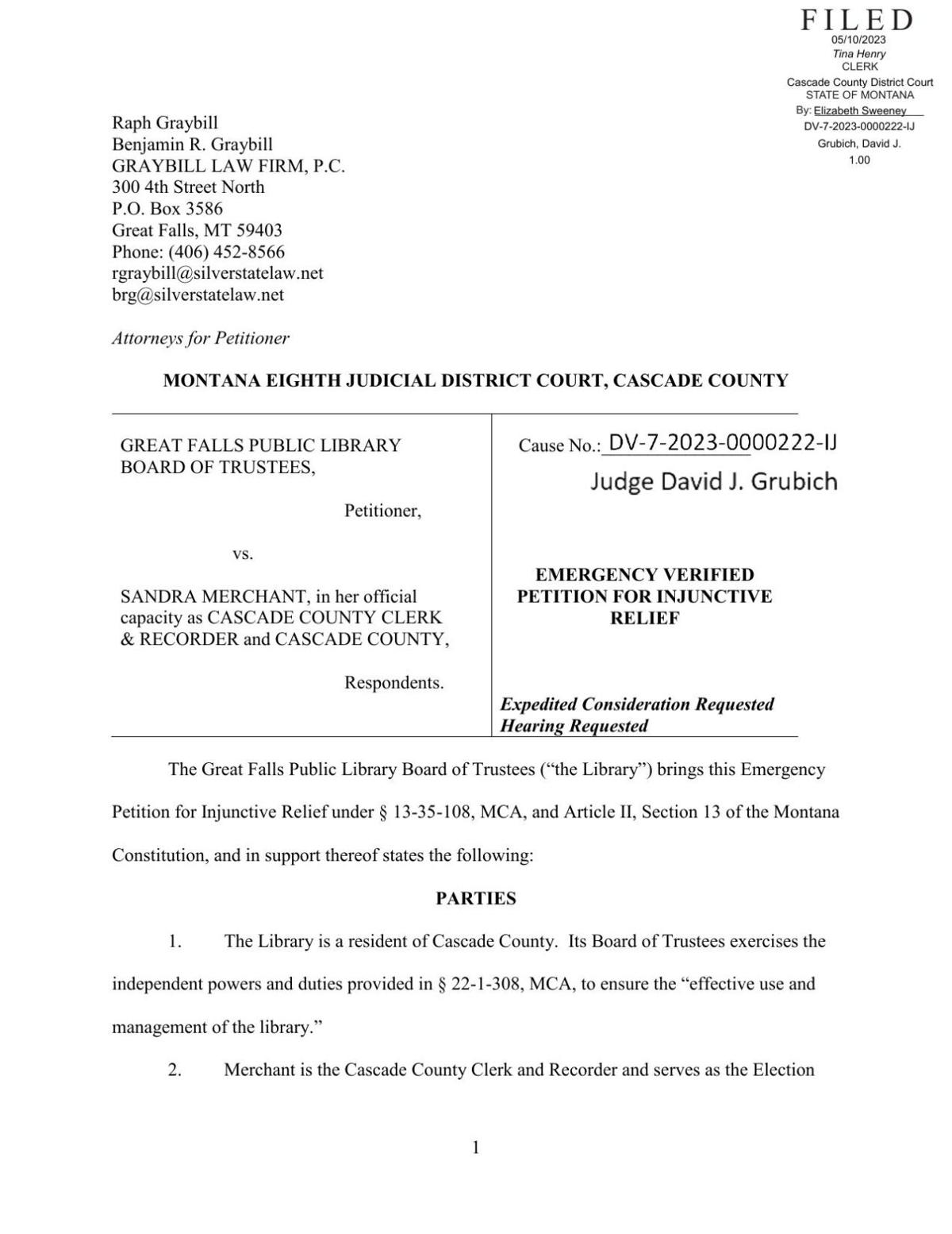 Emergency Petition for Injunctive Relief | | montanarightnow.com