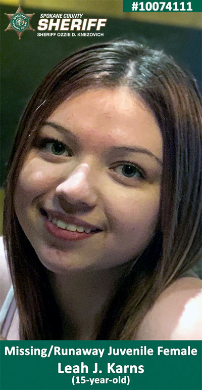 Missing 15 Year Old Spokane Girl Found Safe Montanarightnow Com