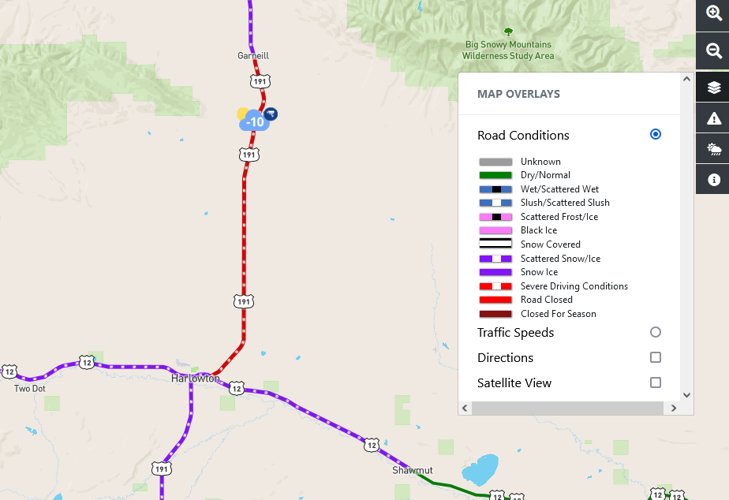 Mt Dot Road Conditions Map Us-191 Between Harlowton And Eddies Corner Closed | Top Story |  Montanarightnow.com