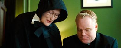 Questioning Faith: Philip Seymour Hoffman and Meryl Streep butt heads as a priest and a nun in Doubt.  