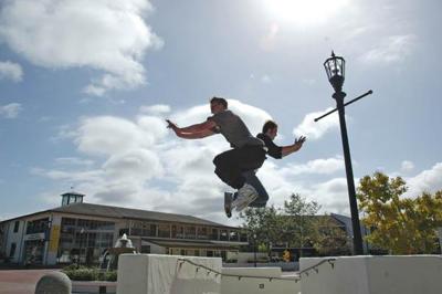 Parkour, a movement sport imported from France, uses the streets as acrobatic props.  