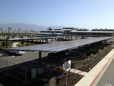 Solar panels over parking lot