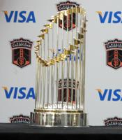 Three (!) S.F. Giants World Series trophies coming to Marina Airport tomorrow.