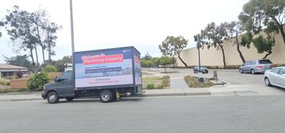 One of two mobile billboards