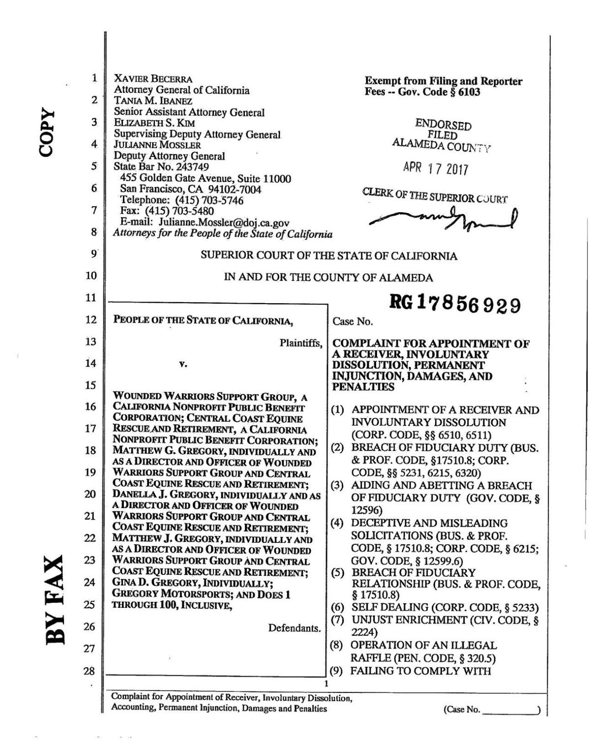 Lawsuit against Wounded Warriors Support Group