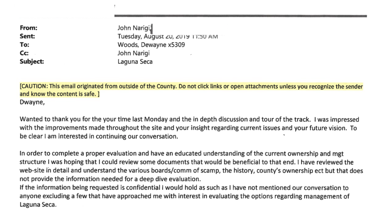 Laguna Seca emails searchable
