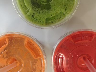 Colorful juice tops