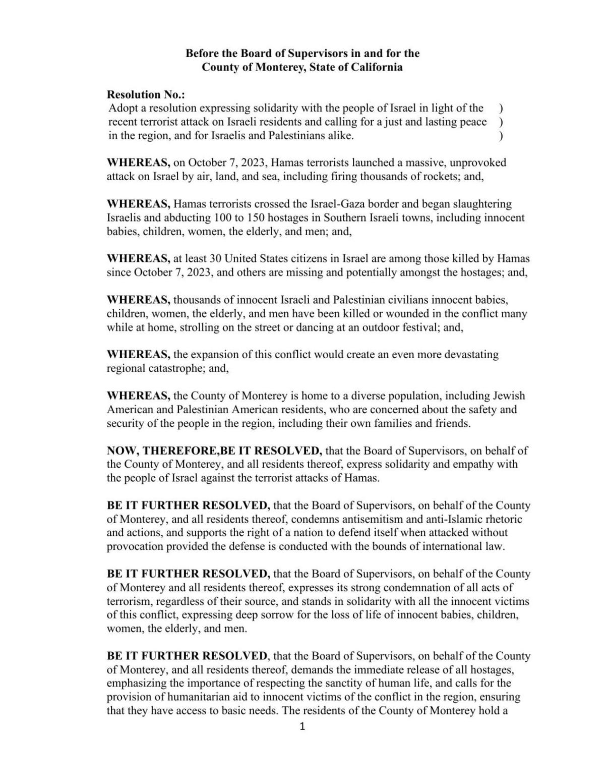 Monterey County Board of Supervisors to consider updated resolution on ...