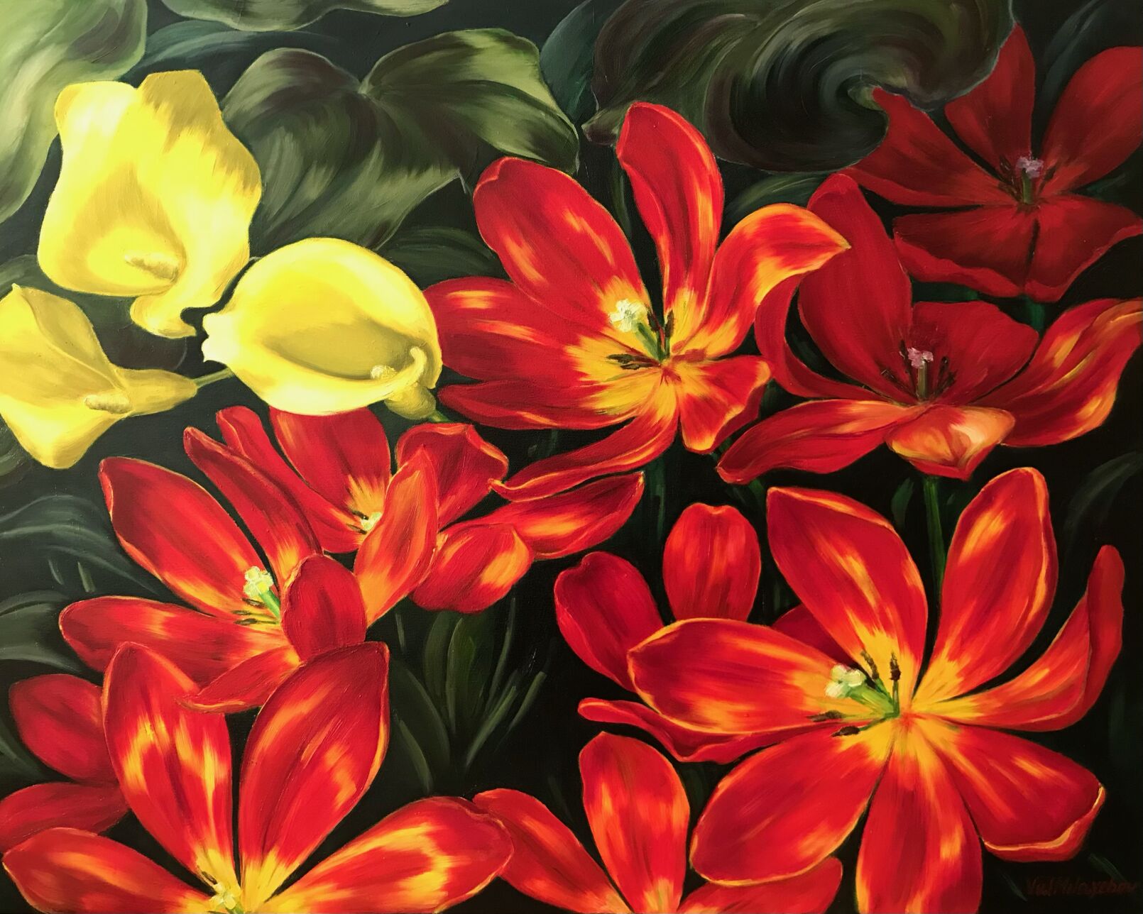 red tulips, central coast art association