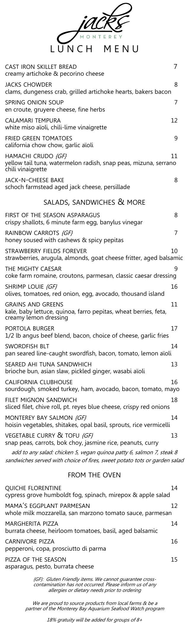 Lunch Menu