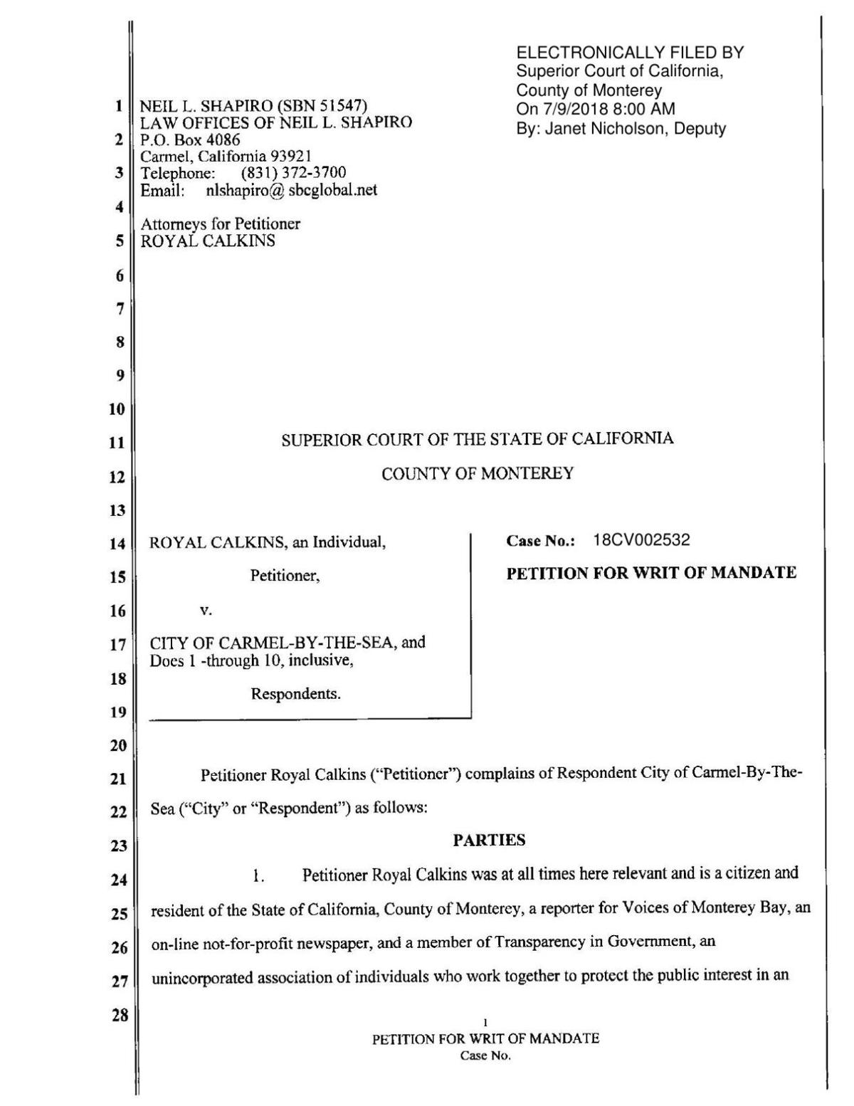 Calkins Lawsuit