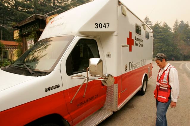 Ambulance prepares to meet with evacuees