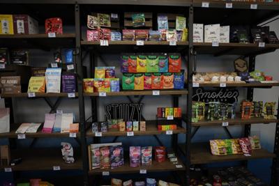 Shelves filled with cannabis products