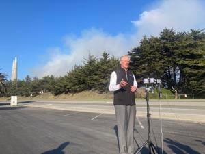 Image for display with article titled Fire at Vistra Battery Plant Is Contained; Highway 1 in Moss Landing Reopens.