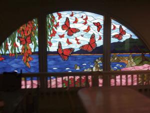 Image for display with article titled A Treasured Monarch Butterfly Stained Glass Window Has No Place to Land in P.G. – For Now.