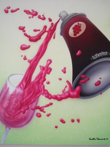wine fest spray can into glass