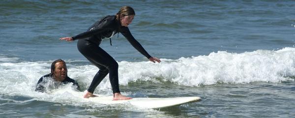 A California girl’s first surf lesson.  